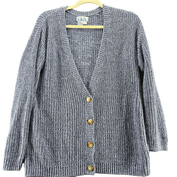 BFA Classics Womens Sweater Blue Size PM 100% Cotton Long Sleeve Button Close - Picture 1 of 12